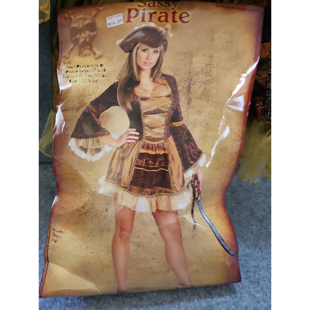 Sexy/Sassy Victorian Mini Dress Pirate Costume Sz M/L With Hat.